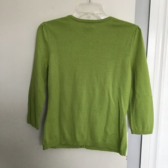 Lilly Collection Lime Green Argyle Cardigan Size S - Picture 2 of 7